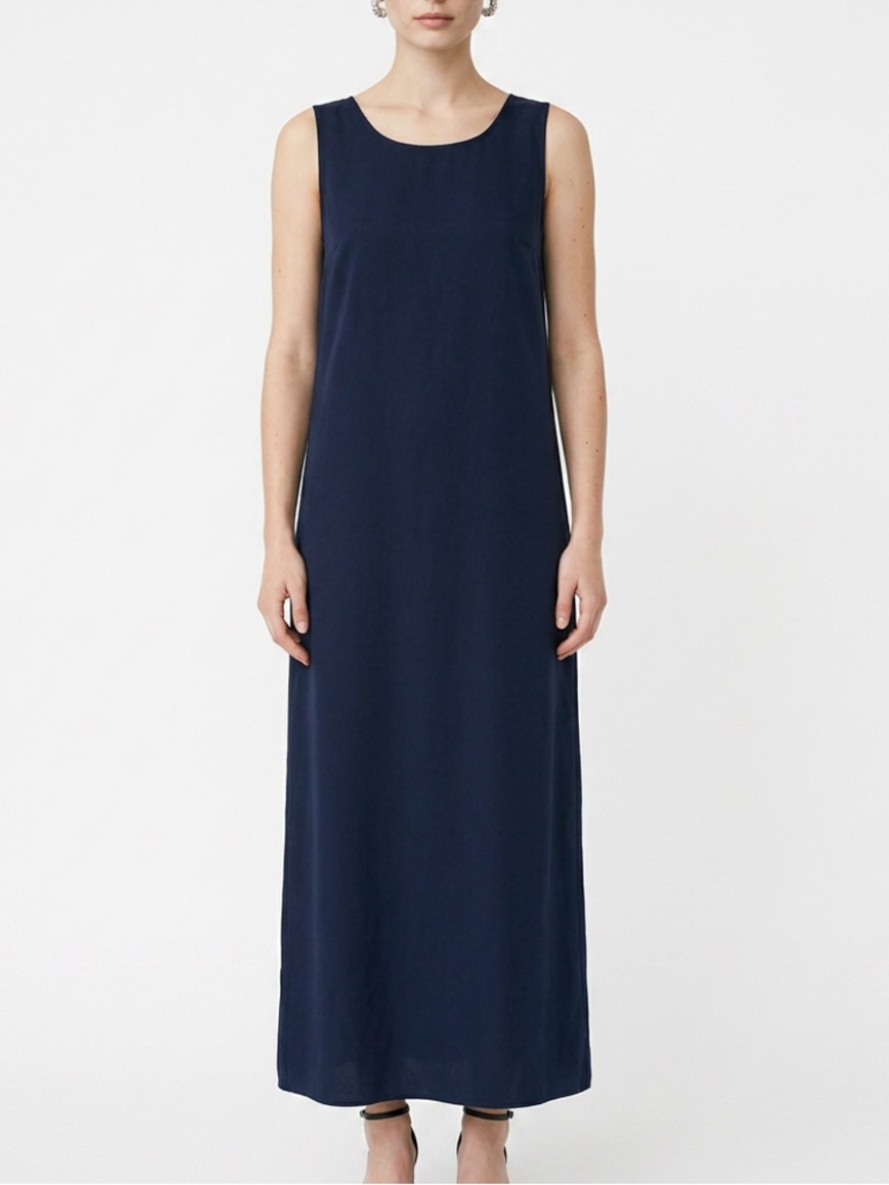 Eileen fisher navy blue organic linen dress side pockets new with tag - Picture 1 of 4